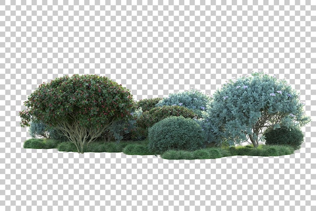 Grüne Landschaft isoliert auf transparentem Hintergrund, 3D-Darstellung