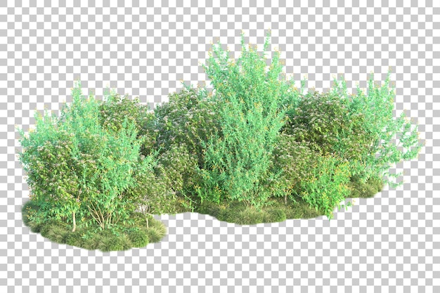 PSD grüne landschaft isoliert auf transparentem hintergrund, 3d-darstellung