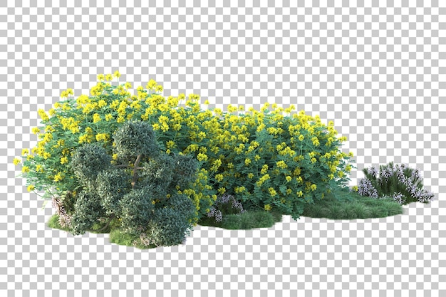 Grüne Landschaft isoliert auf transparentem Hintergrund, 3D-Darstellung