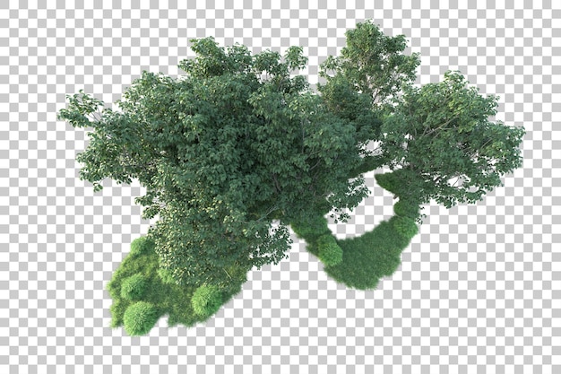 Grüne Landschaft isoliert auf transparentem Hintergrund, 3D-Darstellung