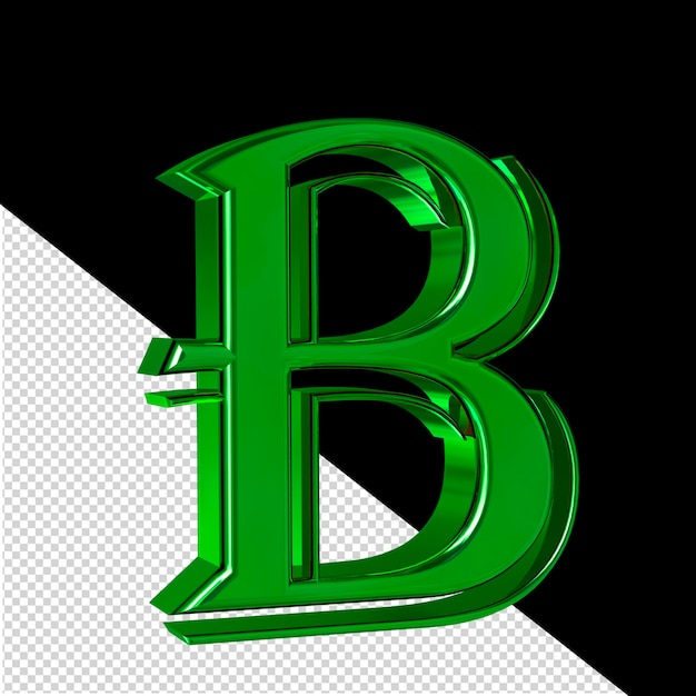 Grüne Symbolansicht von links, Buchstabe b
