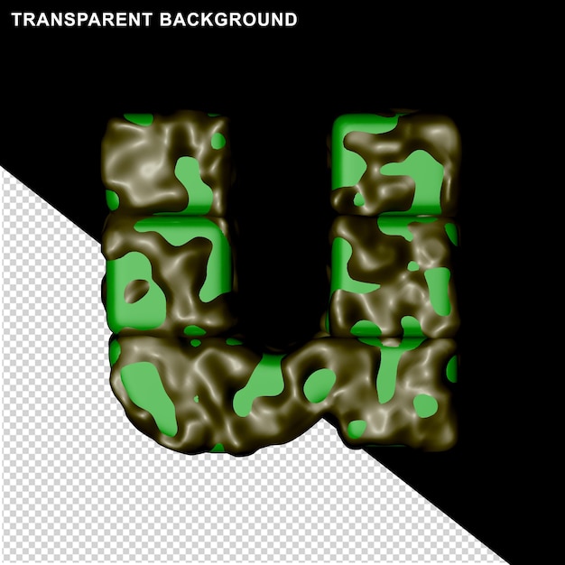 Grüne tarnung. 3d großbuchstabe u