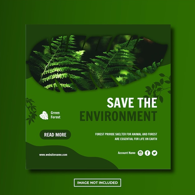 Grüne Wald-Instagram-Post-Social-Media-Vorlage