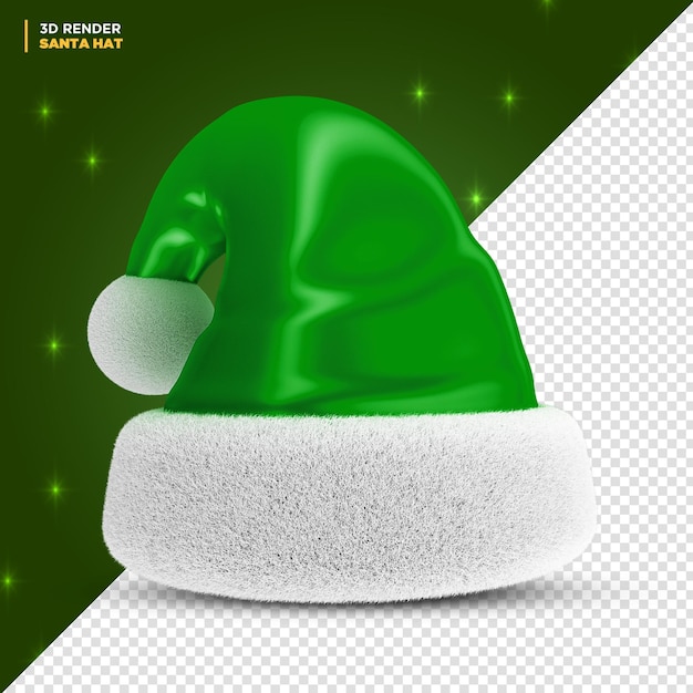 Grüne weihnachtsmannmütze globus 3d render isoliert