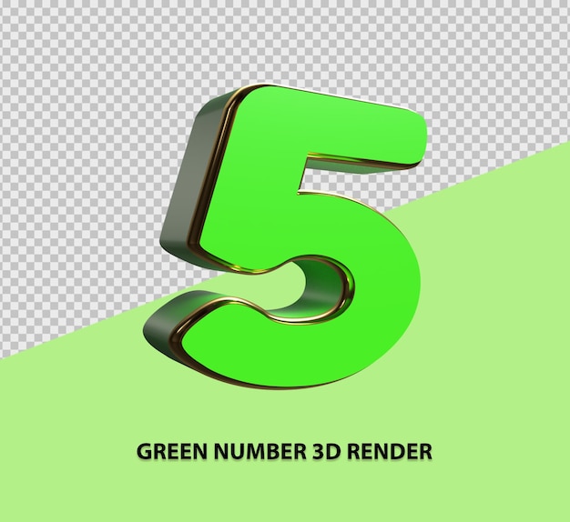 Grüne zahl 3d-render