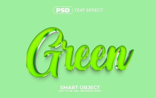 Grüner 3d-bearbeitbarer texteffekt psd mit premium-hintergrund