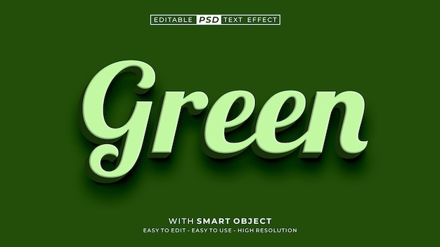 Grüner 3D-Texteffekt bearbeitbarer Textstil