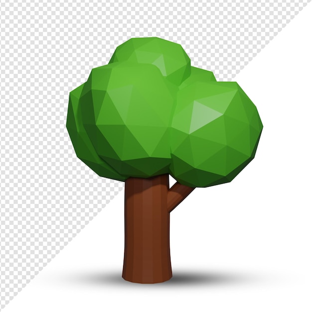 Grüner Baum 3D-Render, transparenter Hintergrund.