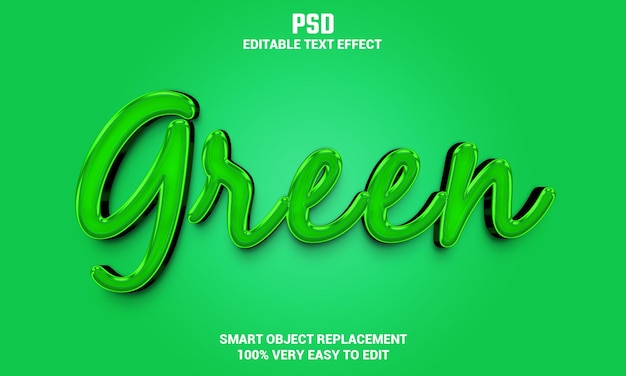 Grüner bearbeitbarer 3D-Texteffekt mit Hintergrund Premium Psd