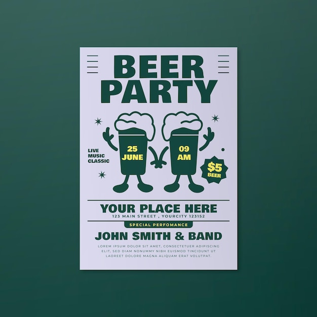 PSD grüner bier-party-flyer