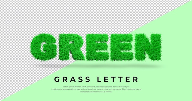 PSD grüner buchstabe mit 3d gras lokalisiert