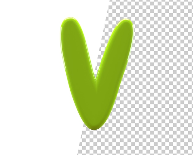 grüner buchstabe v logo 3d rendern
