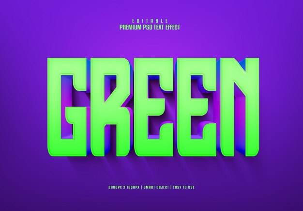Grüner editierbarer Premium-3D-PSD-Texteffekt
