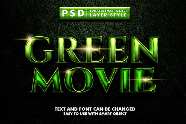 Grüner film mit leuchtendem texteffekt premium psd