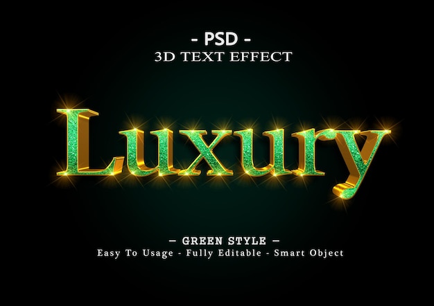 Grüner luxuriöser 3d-textstileffekt