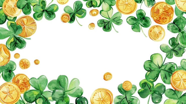 PSD grüner rahmen mit grünem klee und goldmünze st. patrick's day aig56