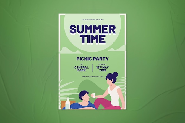 PSD grüner sommer-picknick-flyer