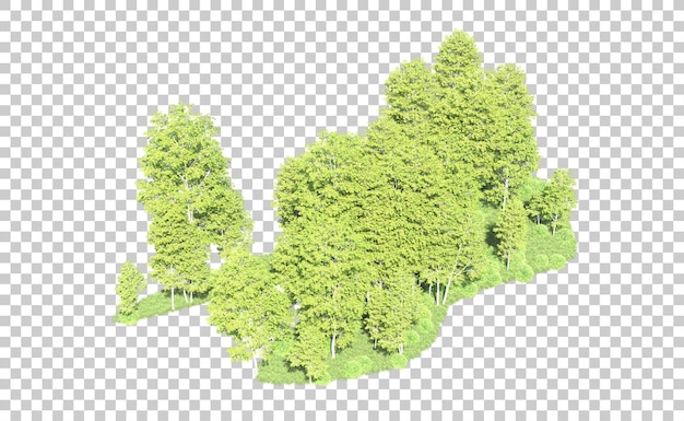 Grüner wald isoliert auf dem hintergrund 3d-rendering-illustration