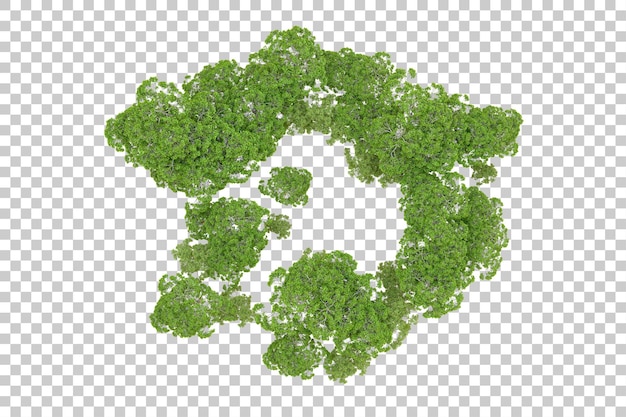 Grüner Wald isoliert auf transparentem Hintergrund 3D-Rendering-Illustration