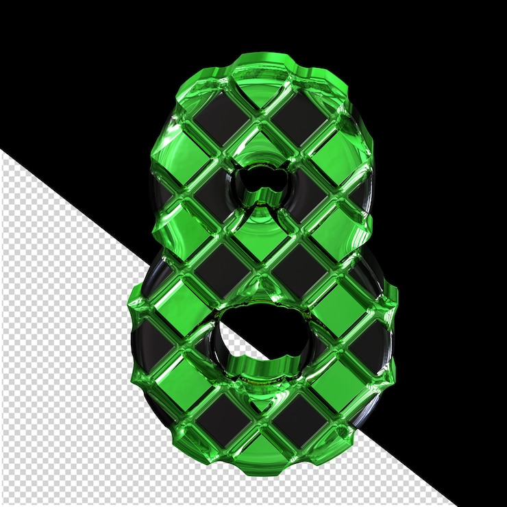 PSD grünes 3d-symbol aus rauten nummer 8