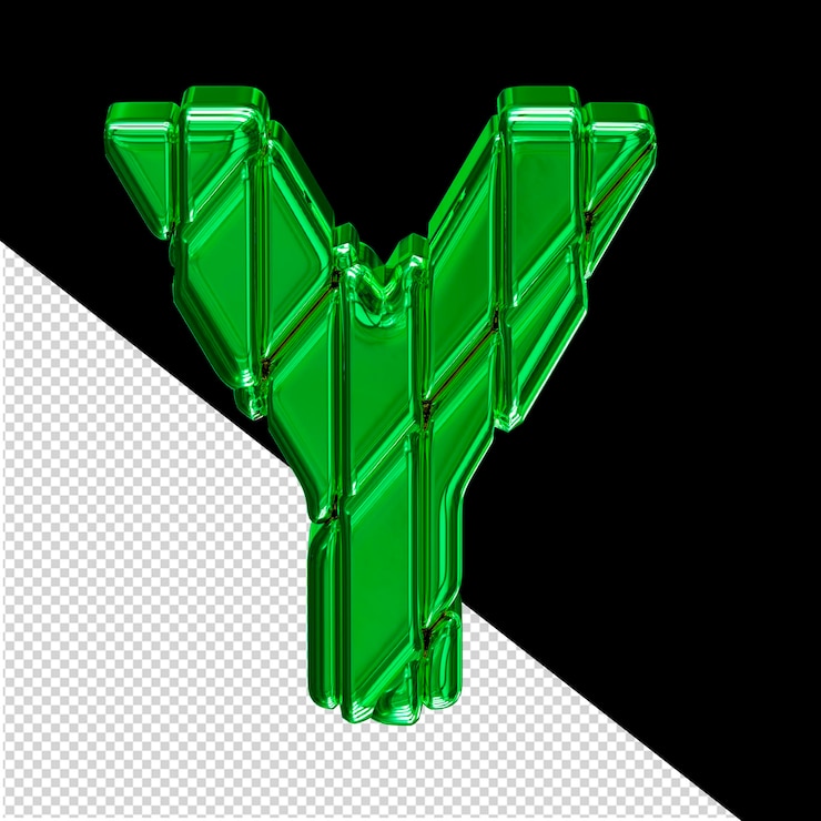 PSD grünes 3d-symbol in einem rahmenbuchstaben y