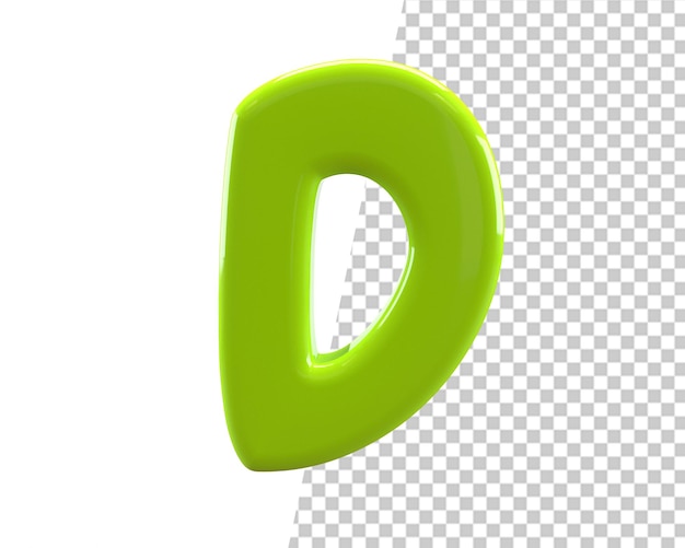 grünes alphabet d buchstabe logo 3d rendern