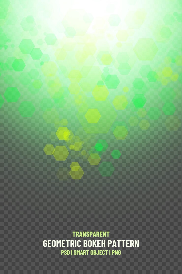 PSD grünes bokeh-lichtmuster isoliert auf einem transparenten hintergrund