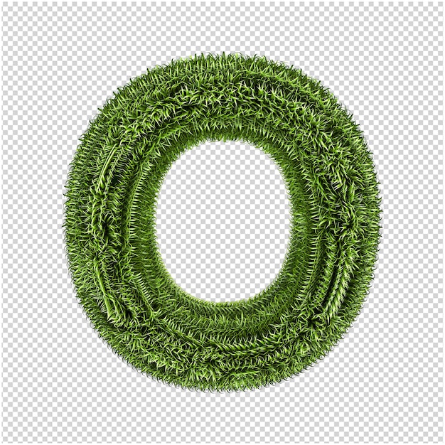 Grünes gras buchstaben 3d-rendering