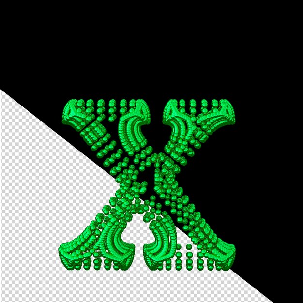 PSD grünes symbol aus kugeln, buchstabe x