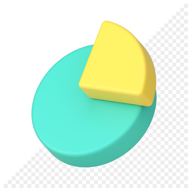 Grünes und gelbes tortendiagramm mit segment 3d-symbol