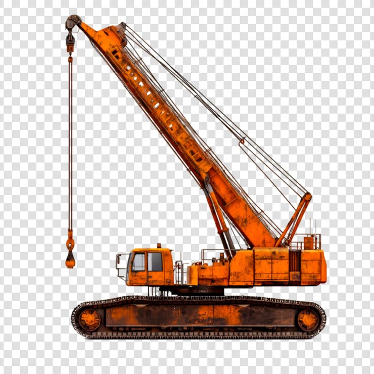 PSD grues à rampes orange rouillées équipements lourds machines de construction