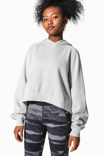 Grundlegendes graues Hoodie-PSD-Mockup für Jugendbekleidung Studio-Shoot Hintergrundansicht