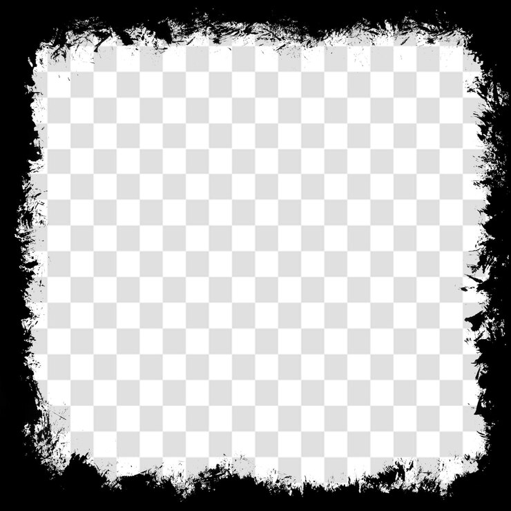 PSD grunge border com bordas texturizadas pretas para uso de cartaz isoladas em um fundo transparente