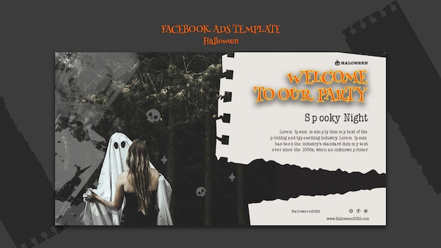 PSD grungy glückliche halloween-party-facebook-vorlage