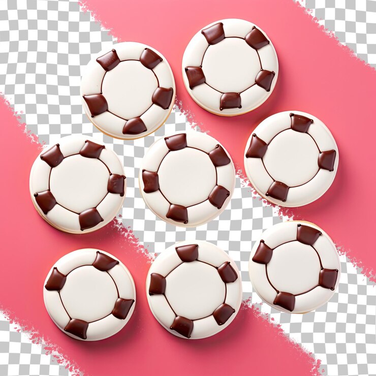 PSD un grupo de balones de fútbol sobre una superficie cuadriculada.