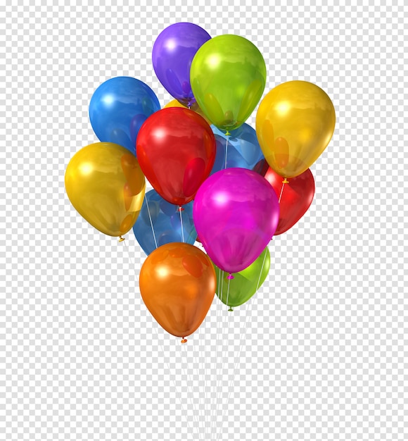 Grupo de balões coloridos multi isolado no branco