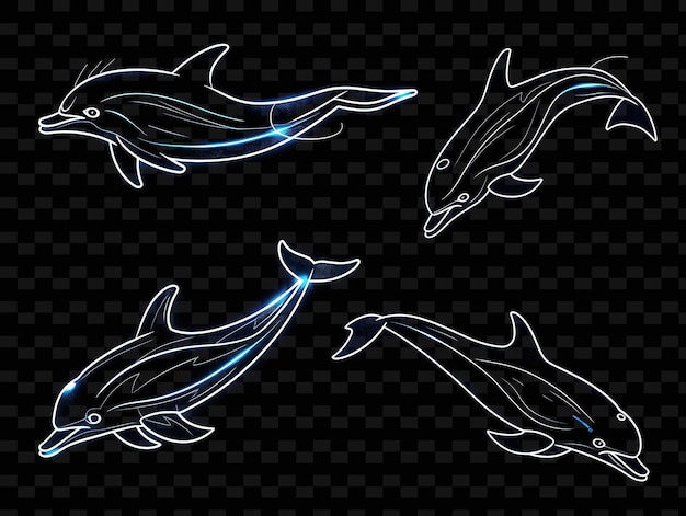 PSD un grupo de delfines con un fondo negro