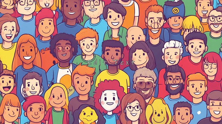 PSD grupo diversificado de pessoas sorridente 1