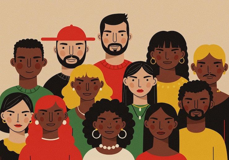 PSD grupo diversificado de pessoas