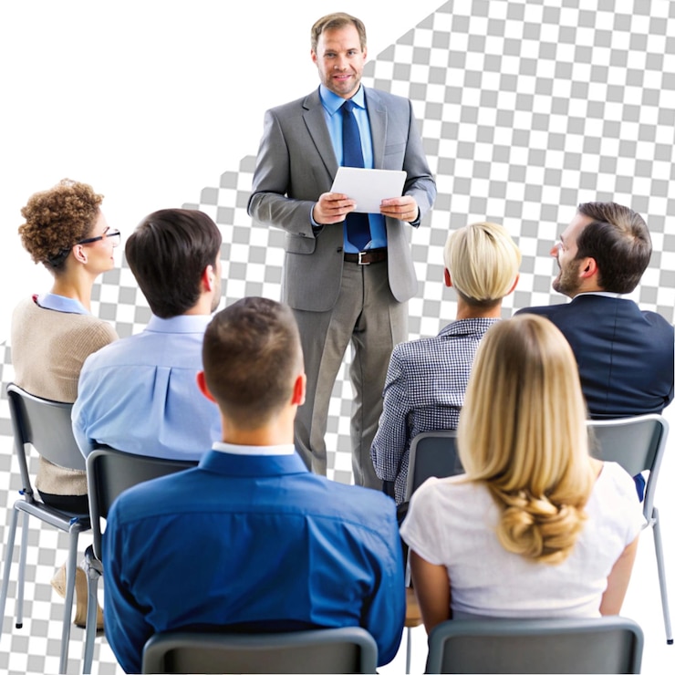 PSD grupo de formación de negocios de oficina joven
