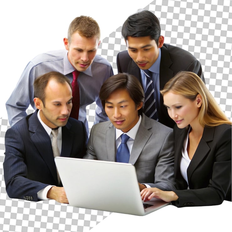 PSD grupo de formación de negocios de oficina joven