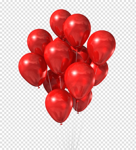 PSD grupo de globos rojos aislado en blanco