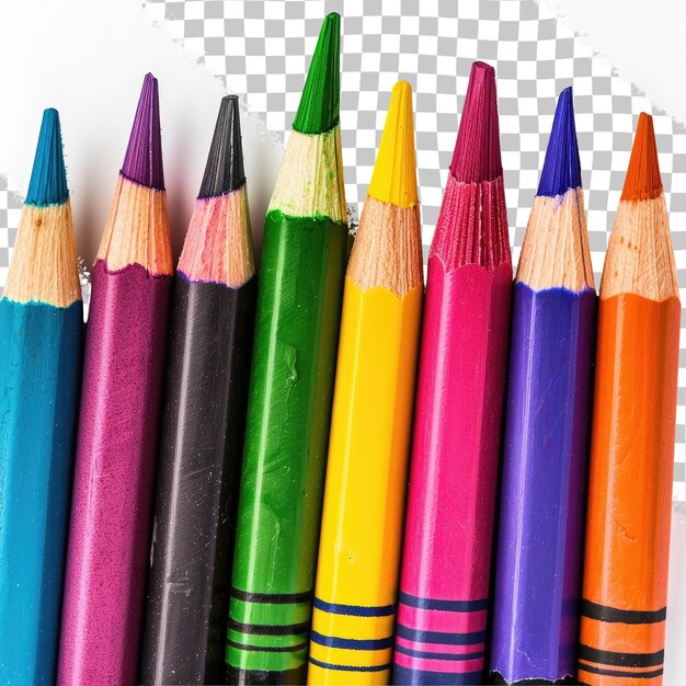 PSD un grupo de lápices de colores con uno rojo y uno azul
