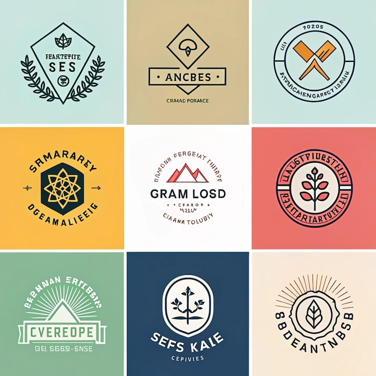 PSD un grupo de logotipos diferentes, incluido uno que dice ganchillo