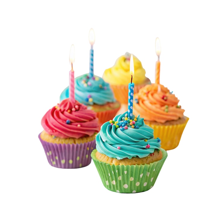 PSD un grupo de pasteles coloridos con la vela