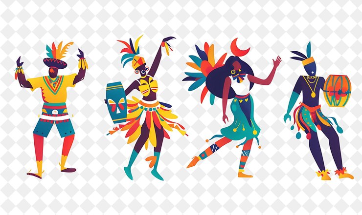 PSD un grupo de personas bailando en trajes coloridos