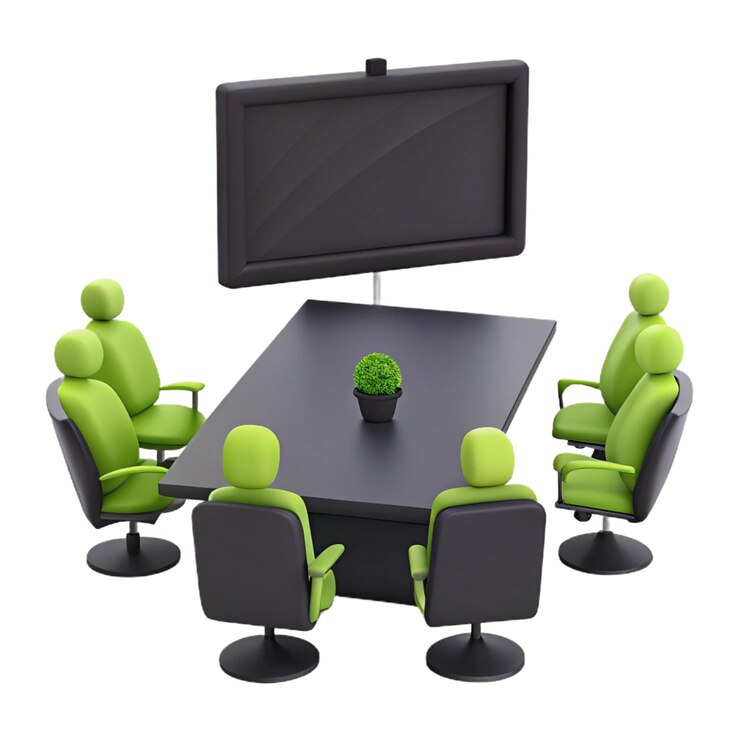 PSD un grupo de personas sentadas alrededor de una mesa con un televisor en ella