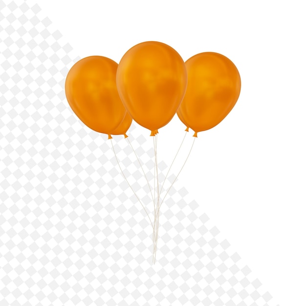 PSD grupo realista de balões voadores, cor dourada, renderização em 3d isolada