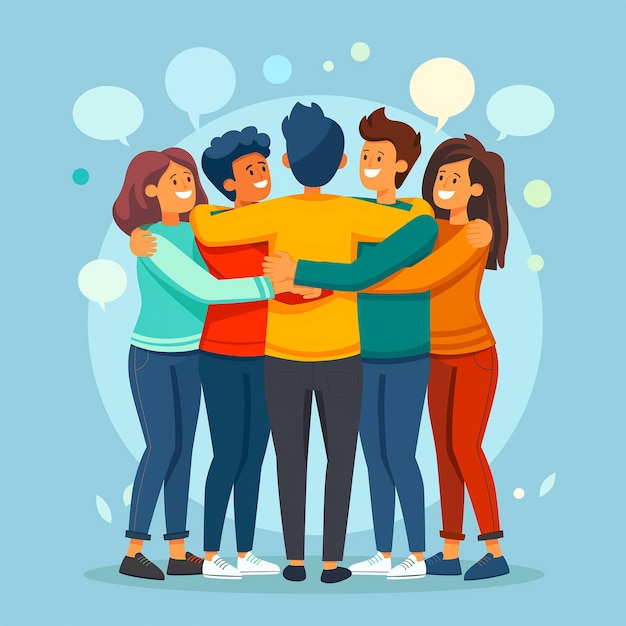 Gruppe von Freunden flache Illustration für den Freundschaftstag