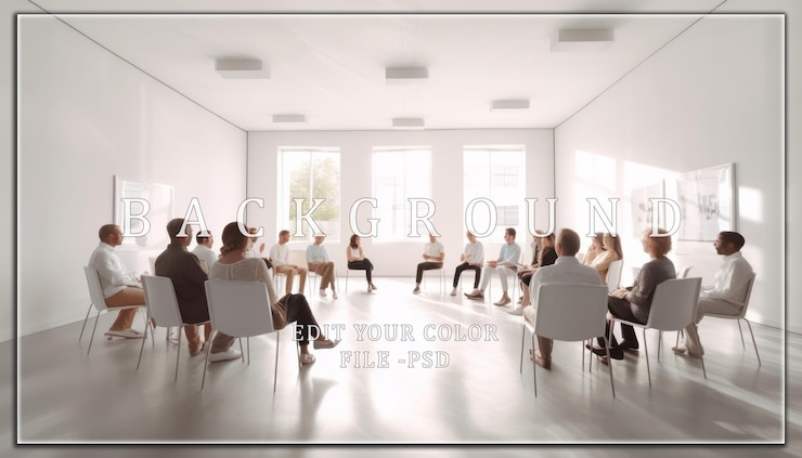 PSD gruppentherapie in einem modernen weißen raum
